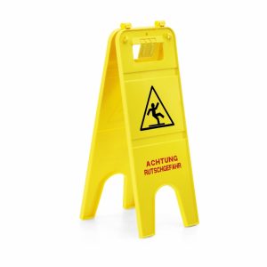 Caution wet floor sign, German